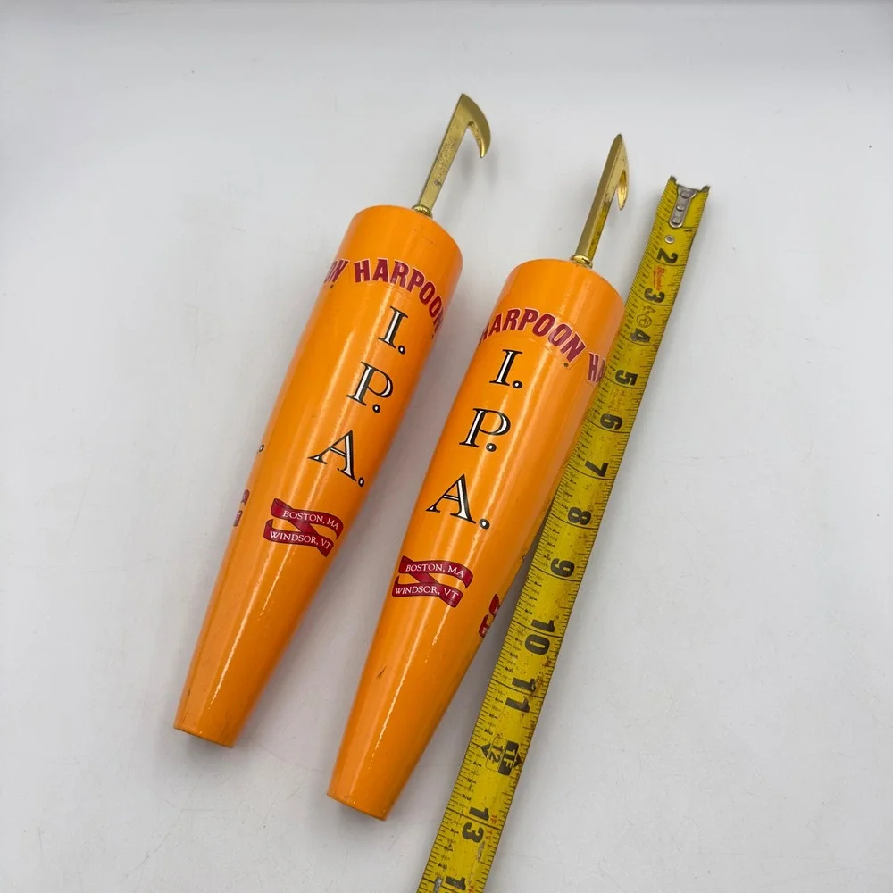 Harpoon Brewery IPA Beer Tap Handle Set of 2 Orange Gold Harpoon Hook 13.5 Inch